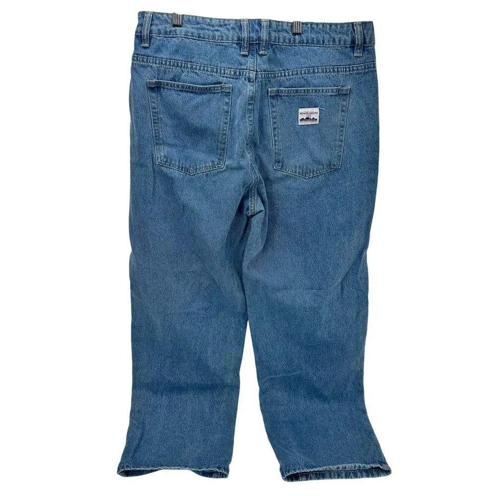 Powerhouse Union Alls Jeans Mens 34 (34x29 ACTUAL) Blue Denim Button Fly 90s VTG